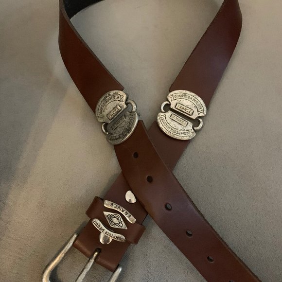 Cuir Veritable Leather Belt Handmade France Sz 36 - Picture 1 of 4